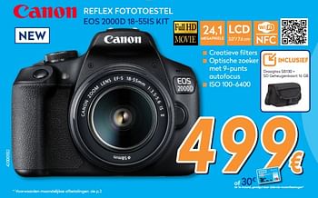 Promoties Canon reflex fototoestel eos 2000d 18-5sls kit - Canon - Geldig van 25/05/2018 tot 24/06/2018 bij Krefel