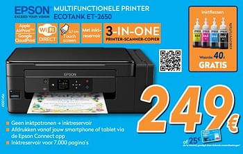 Promotions Epson multifunctionele printer ecotank et-2650 - Epson - Valide de 25/05/2018 à 24/06/2018 chez Krefel