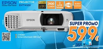 Promoties Epson projector ehtw650 - Epson - Geldig van 25/05/2018 tot 24/06/2018 bij Krefel