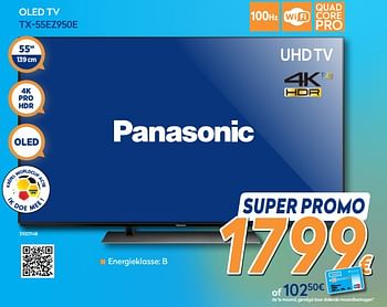Promotions Panasonic oled tv tx-55ez950e - Panasonic - Valide de 25/05/2018 à 24/06/2018 chez Krefel