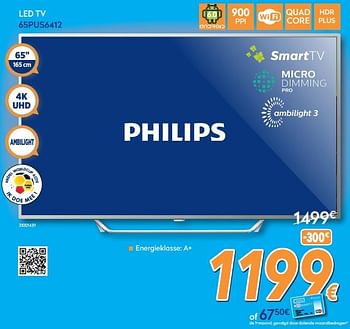 Promoties Philips led tv 65pus6412 - Philips - Geldig van 25/05/2018 tot 24/06/2018 bij Krefel