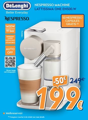 Promotions Delonghi nespresso machine lattissima one en500.w - Delonghi - Valide de 25/05/2018 à 24/06/2018 chez Krefel