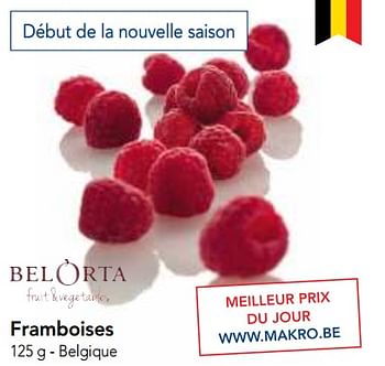 Promoties Framboises - Belorta - Geldig van 23/05/2018 tot 05/06/2018 bij Makro