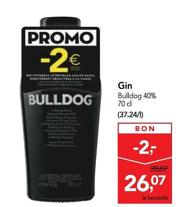 Promotions Gin bulldog 40% - Bulldog - Valide de 23/05/2018 à 05/06/2018 chez Makro