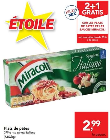 Promotions Plats de pâtes - Miracoli - Valide de 23/05/2018 à 05/06/2018 chez Makro