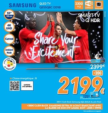 Promotions Samsung qled tv qe55q8c (2018) - Samsung - Valide de 25/05/2018 à 24/06/2018 chez Krefel