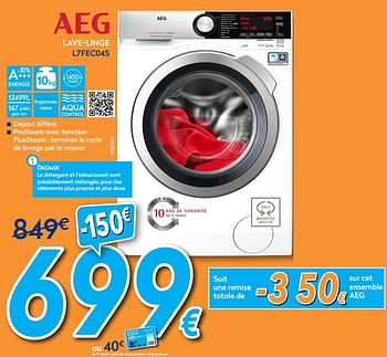 Promoties Aeg lave-linge l7fec04s - AEG - Geldig van 25/05/2018 tot 24/06/2018 bij Krefel