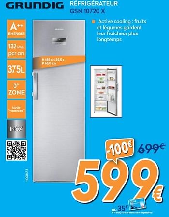Promotions Grundig réfrigérateur gsn 10720 x - Grundig - Valide de 25/05/2018 à 24/06/2018 chez Krefel