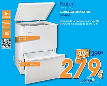 Promotions Haier congélateur coffre lw-110r - Haier - Valide de 25/05/2018 à 24/06/2018 chez Krefel