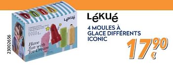 Promoties Lékué 4 moules à glace différents iconic - Lékué - Geldig van 25/05/2018 tot 24/06/2018 bij Krefel
