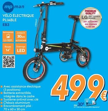 Promotions Mp man vélo électrique pliable eb3 - MP Man - Valide de 25/05/2018 à 24/06/2018 chez Krefel