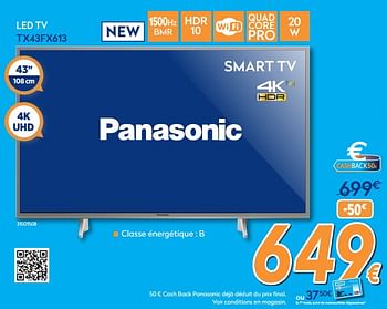 Promoties Panasonic led tv tx43fx613 - Panasonic - Geldig van 25/05/2018 tot 24/06/2018 bij Krefel
