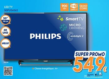 Promotions Philips led tv 50pus6262 - Philips - Valide de 25/05/2018 à 24/06/2018 chez Krefel