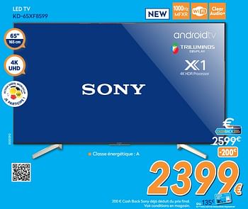 Promoties Sony led tv kd-65xf8599 - Sony - Geldig van 25/05/2018 tot 24/06/2018 bij Krefel