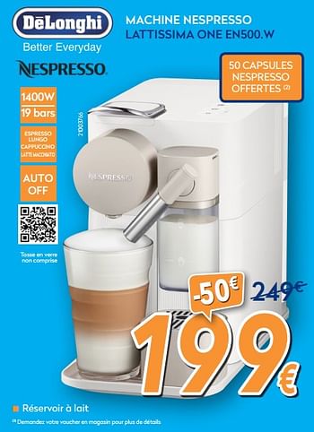 Promoties Delonghi machine nespresso lattissima one en500.w - Delonghi - Geldig van 25/05/2018 tot 24/06/2018 bij Krefel