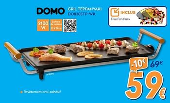 Promoties Domo gril teppanyaki do8305tp-wk - Domo - Geldig van 25/05/2018 tot 24/06/2018 bij Krefel