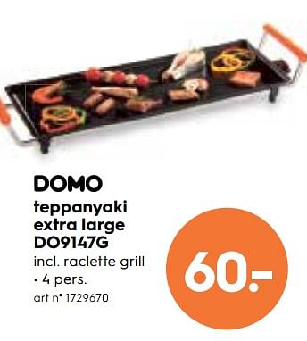 Promoties Domo teppanyaki extra large do9147g - Domo - Geldig van 16/05/2018 tot 22/05/2018 bij Blokker