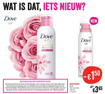 Promoties Shower mousse dove met rozenolie - Dove - Geldig van 17/05/2018 tot 23/05/2018 bij Delhaize