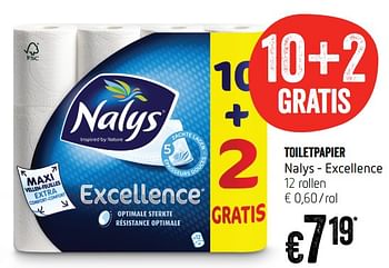 Promotions Toiletpapier nalys - excellence - Nalys - Valide de 17/05/2018 à 23/05/2018 chez Delhaize