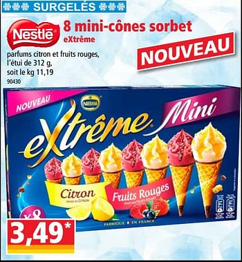 Promotions 8 mini-cones sorbet extrême - Nestlé - Valide de 16/05/2018 à 22/05/2018 chez Norma