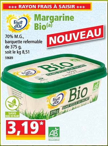 Promotions Margarine bio - Fruit d'Or - Valide de 16/05/2018 à 22/05/2018 chez Norma