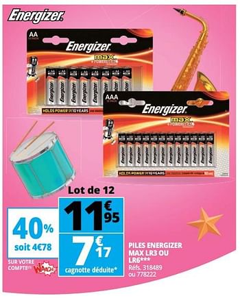 Promotions Piles energizer max lr3 ou lr6 - Energizer - Valide de 16/05/2018 à 22/05/2018 chez Auchan Ronq