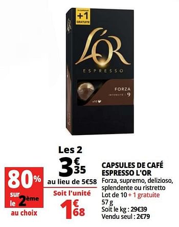 Promotions Capsules de café espresso l`or - Douwe Egberts - Valide de 16/05/2018 à 22/05/2018 chez Auchan Ronq