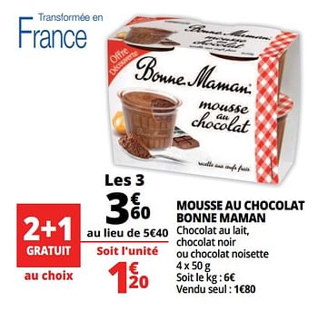Promoties Mousse au chocolat bonne maman - Bonne Maman - Geldig van 16/05/2018 tot 22/05/2018 bij Auchan