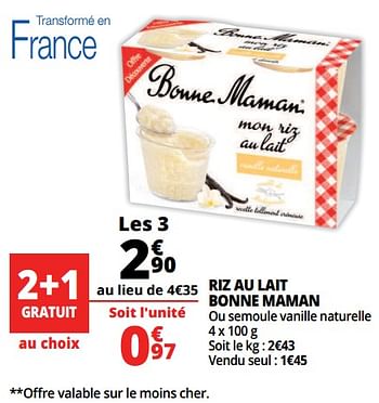 Promotions Riz au lait bonne maman - Bonne Maman - Valide de 16/05/2018 à 22/05/2018 chez Auchan Ronq