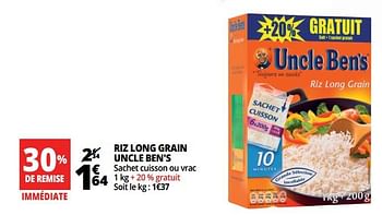 Promotions Riz long grain uncle ben`s - Uncle Ben's - Valide de 16/05/2018 à 22/05/2018 chez Auchan Ronq