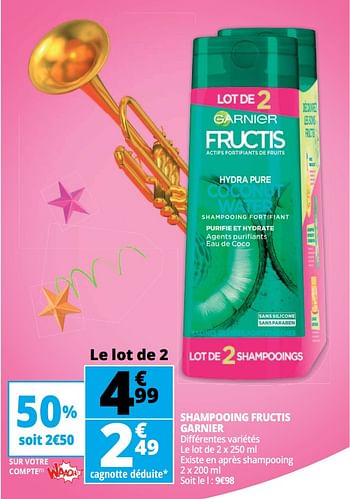 Promotions Shampooing fructis garnier - Garnier - Valide de 16/05/2018 à 22/05/2018 chez Auchan Ronq