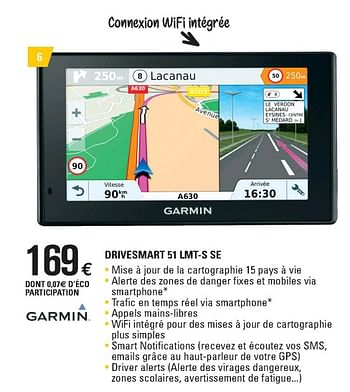 Promotions Garmin drivesmart 51 lmt-s se - Garmin - Valide de 02/05/2018 à 30/03/2019 chez E.Leclerc