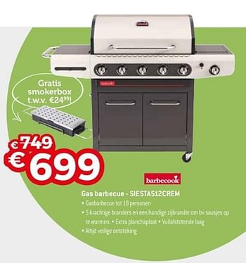 Promoties Barbecook gas barbecue siesta512crem - Barbecook - Geldig van 22/04/2018 tot 31/05/2018 bij Exellent