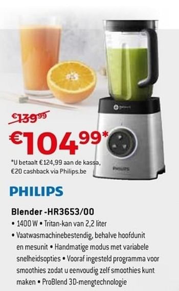 Promoties Philips blender hr3653-00 - Philips - Geldig van 22/04/2018 tot 31/05/2018 bij Exellent