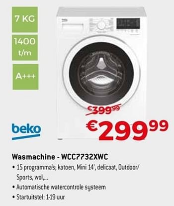 Promotions Beko wasmachine wcc7732xwc - Beko - Valide de 22/04/2018 à 31/05/2018 chez Exellent
