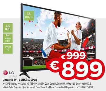 Promoties Lg ultra hd tv 65uk6100plb - LG - Geldig van 22/04/2018 tot 31/05/2018 bij Exellent