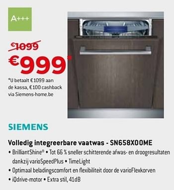 Promoties Siemens volledig integreerbare vaatwas sn658x00me - Siemens - Geldig van 22/04/2018 tot 31/05/2018 bij Exellent