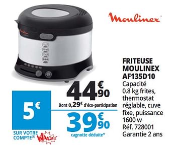 Promotions Friteuse moulinex af135d10 - Moulinex - Valide de 16/05/2018 à 26/05/2018 chez Auchan Ronq