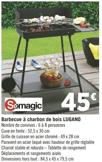 Promotions Barbecue à charbon de bois lugano - Somagic - Valide de 16/05/2018 à 27/05/2018 chez Géant Casino