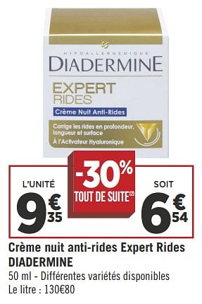 Promotions Crème nuit anti-rides expert rides diadermine - Diadermine - Valide de 16/05/2018 à 27/05/2018 chez Géant Casino