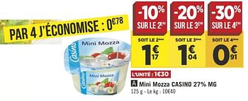 Promotions Mini mozza casino 27% mg - Produit Maison - Géant Casino - Valide de 16/05/2018 à 27/05/2018 chez Géant Casino