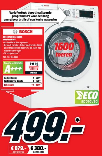 Promoties Bosch waw3245bfg wasmachine - Bosch - Geldig van 21/05/2018 tot 27/05/2018 bij Media Markt