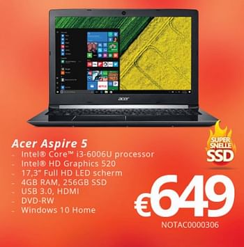 Promoties Acer aspire 5 - Acer - Geldig van 16/05/2018 tot 30/06/2018 bij Compudeals