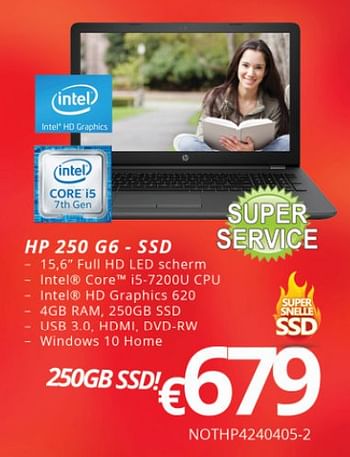 Promoties Hp 250 g6 - ssd - HP - Geldig van 16/05/2018 tot 30/06/2018 bij Compudeals