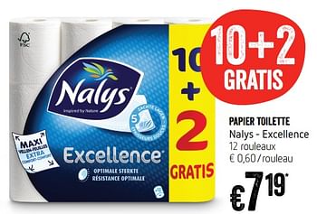 Promoties Papier toilette nalys - excellence - Nalys - Geldig van 17/05/2018 tot 23/05/2018 bij Delhaize