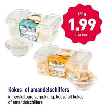 Promoties Kokos- of amandelschilfers - Huismerk - Aldi - Geldig van 22/05/2018 tot 26/05/2018 bij Aldi