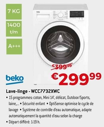 Promoties Beko lave-linge wcc7732xwc - Beko - Geldig van 22/04/2018 tot 31/05/2018 bij Exellent