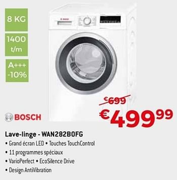 Promoties Bosch lave-linge wan282bofg - Bosch - Geldig van 22/04/2018 tot 31/05/2018 bij Exellent
