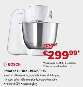 Promoties Bosch robot de cuisine mum58235 - Bosch - Geldig van 22/04/2018 tot 31/05/2018 bij Exellent
