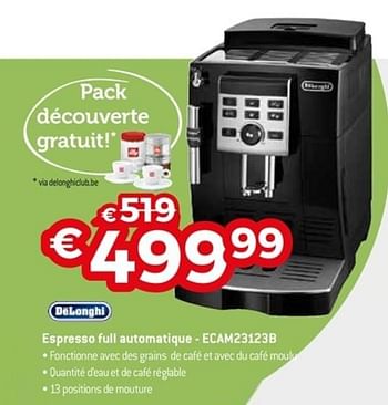 Promotions Delonghi espresso full automatique - ecam23123b - Delonghi - Valide de 22/04/2018 à 31/05/2018 chez Exellent